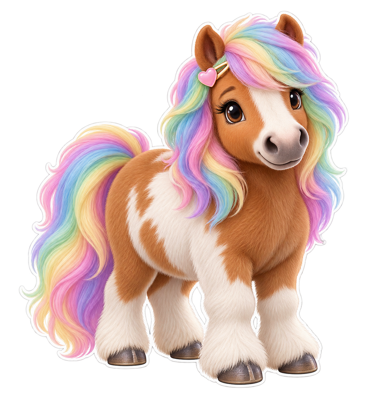 Motiv: Regenbogenwirbel – Baby-Strampler – KI-gestaltetes Pferdemotiv