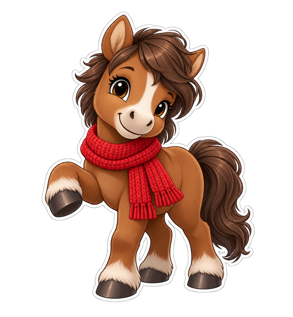 Motiv: Schalpony Bruno – Baby-Strampler – KI-gestaltetes Pferdemotiv