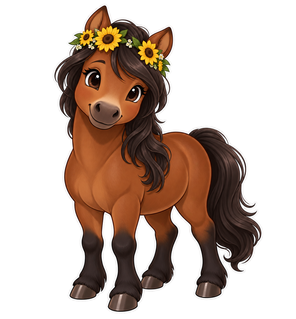 Motiv: Sonnenblumen-Nala – Baby-Strampler – KI-gestaltetes Pferdemotiv