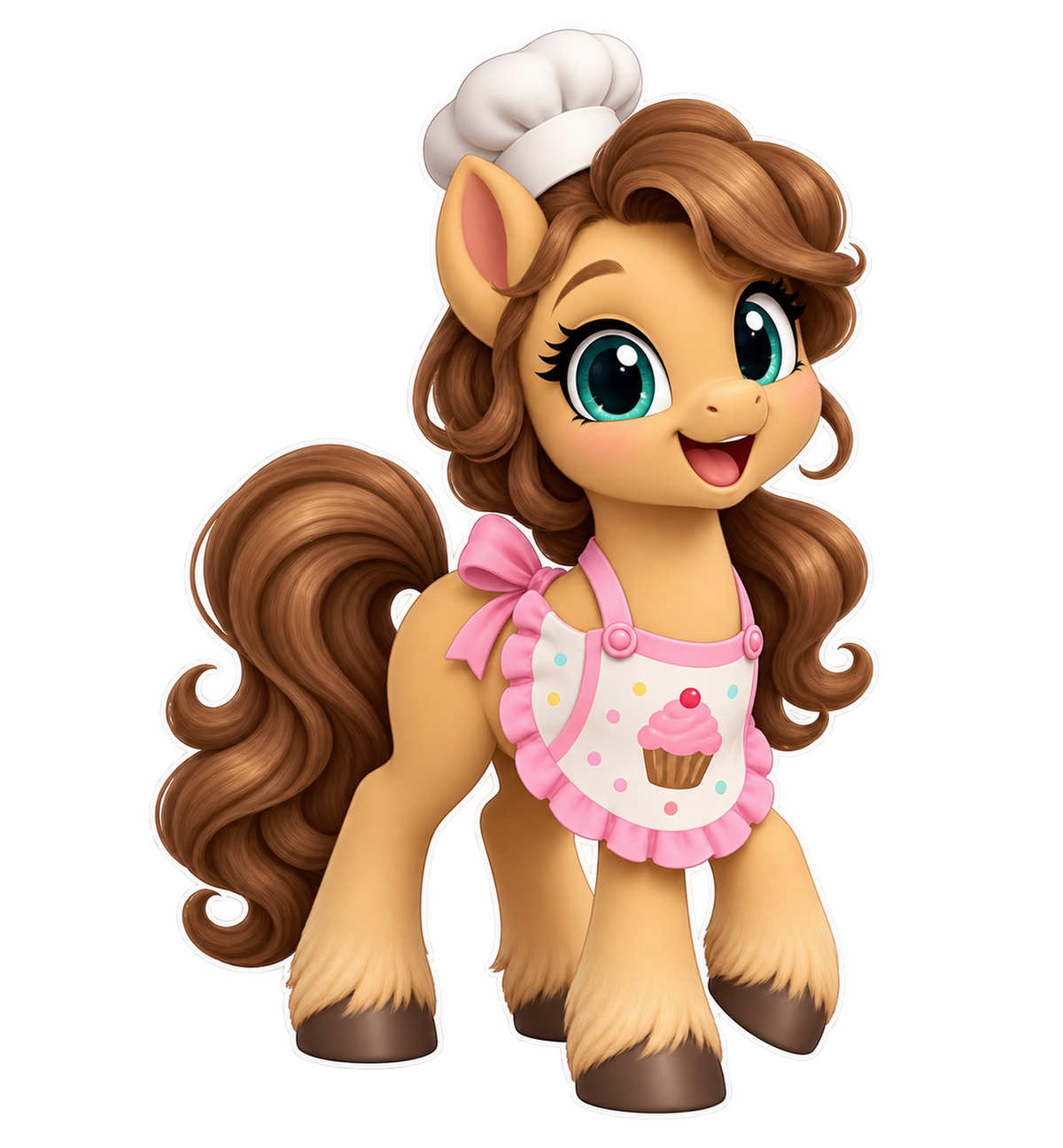 Motiv: Küchenpony Karamell – Baby-Strampler – KI-gestaltetes Pferdemotiv