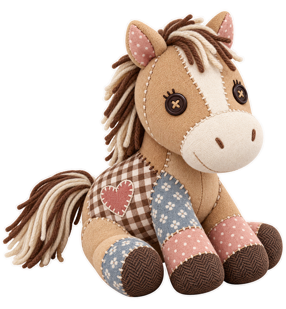 Motiv: Patchwork-Pippa – Baby-T-Shirt – KI-gestaltetes Pferdemotiv
