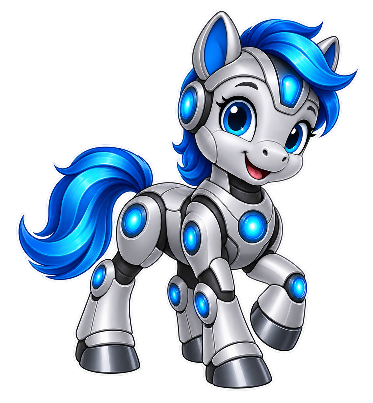 Motiv: Robo-Rudi – Baby-T-Shirt – KI-gestaltetes Pferdemotiv