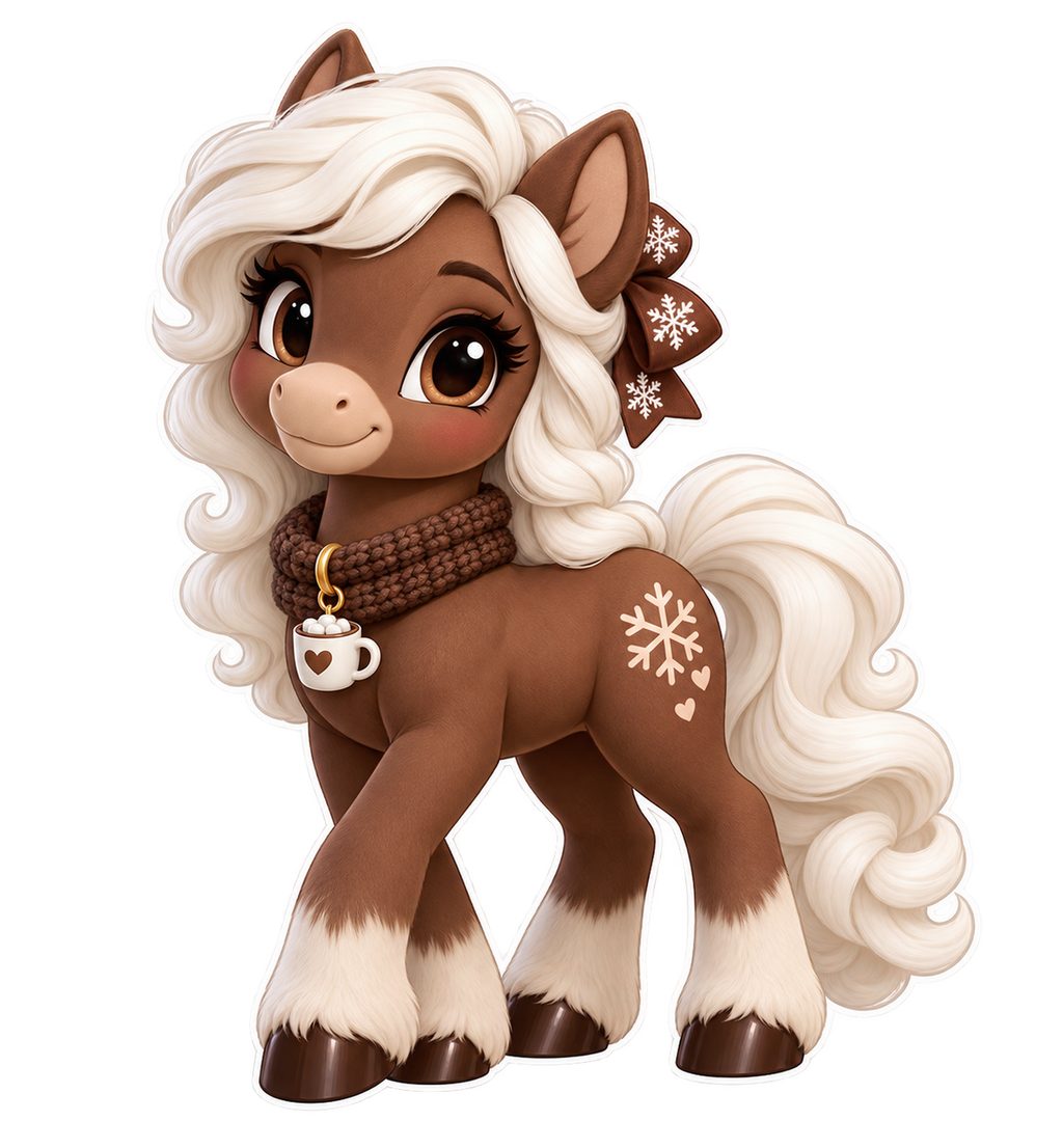 Motiv: Schneeflocke-Koko – Baby-T-Shirt – KI-gestaltetes Pferdemotiv