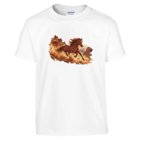 Mustang im roten Canyon – Kinder-T-Shirt