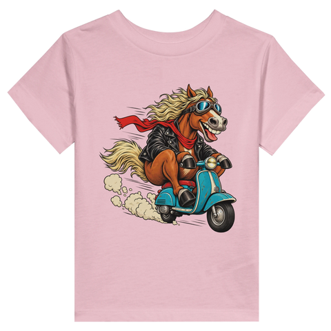 Rocker-Pferd auf dem Motorroller – Kleinkind-T-Shirt
