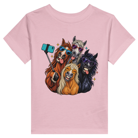 Selfie-Pferde mit Sonnenbrillen – Kleinkind-T-Shirt