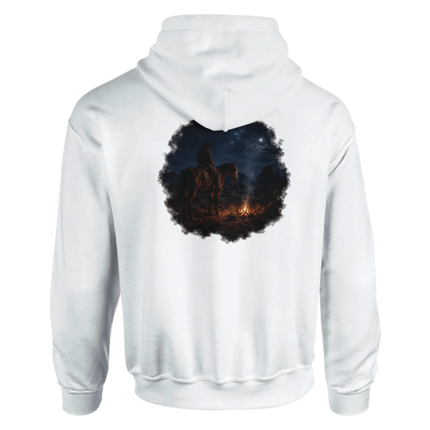 Am Lagerfeuer – Hoodie mit Rückendruck