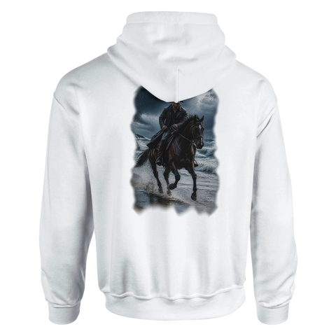 Sturmritt am Meer – Hoodie mit Rückendruck