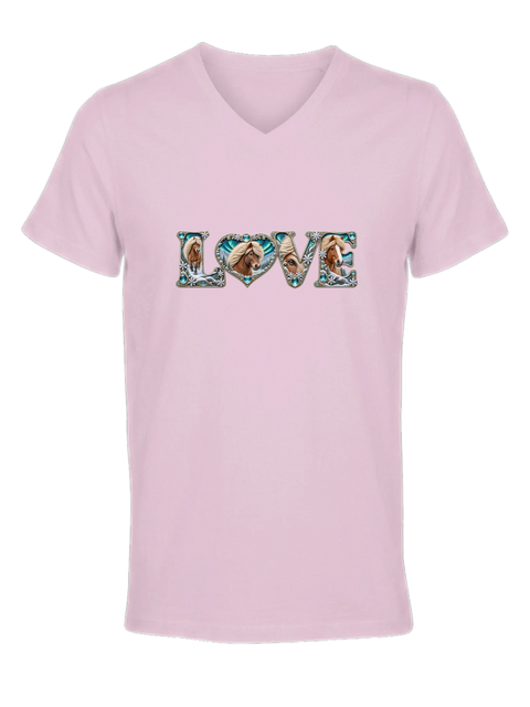 Love – Islandpferd im Nordlicht – Damen-T-Shirt V-Ausschnitt