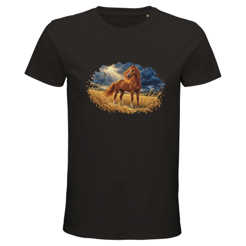 Fuchs im Weizenfeld vor dem Gewitter – Bio-T-Shirt Herren