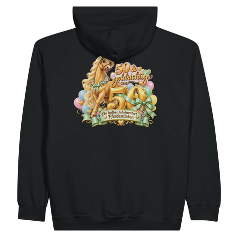 50 und goldrichtig – Zip-Hoodie mit Rückendruck