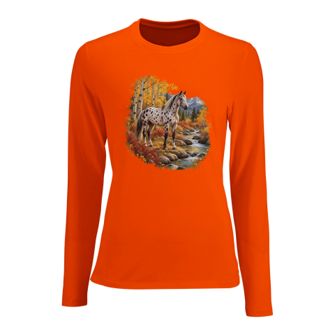 Appaloosa im herbstlichen Espenwald – Damen-Langarmshirt