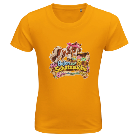 Mit Hufen auf Schatzsuche! (8 Jahre) – Kinder-T-Shirt Bio