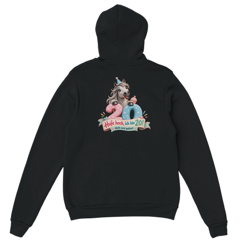 Hufe hoch, ich bin 20! – Hoodie mit Rückendruck