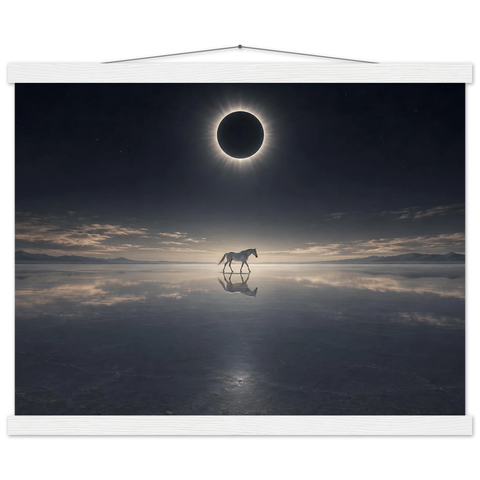 Pferd unter der schwarzen Sonne – Poster mit Leisten 40×50 cm
