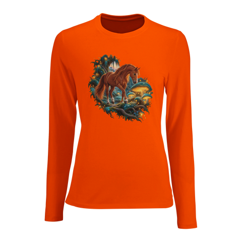 Fuchs im Leuchtpilzwald – Damen-Langarmshirt