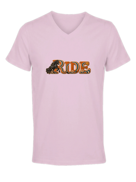 Ride – Friese im Retro-Orange – Damen-T-Shirt V-Ausschnitt