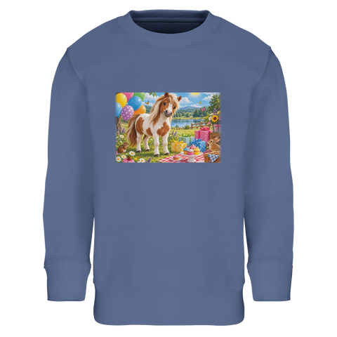 Geburtstagspony auf der Wiese – Kinder-Pullover
