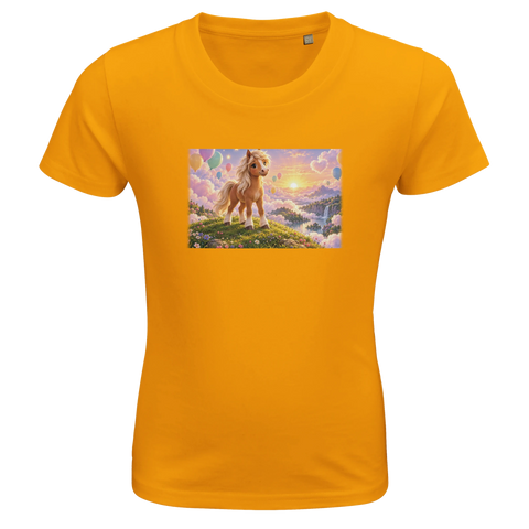 Wolkenpony mit bunten Ballons – Kinder-T-Shirt Bio