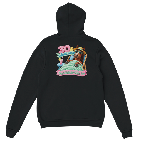 30 und tiefenentspannt – Hoodie mit Rückendruck