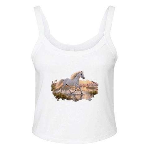 Camargue-Pferd im Flamingo-Marschland – Ripp-Tank-Top