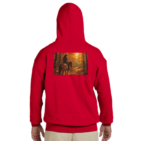 Herbstritt im Waldlicht – Hoodie mit Rückendruck