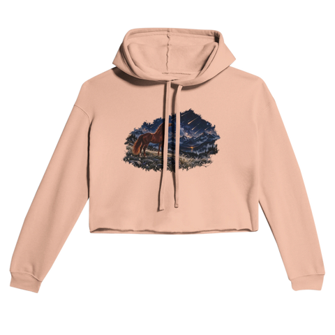Fuchs unter Sternschnuppen – Cropped Hoodie