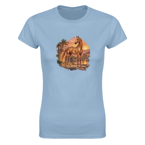 Akhal-Teke an der Wüstenoase – Damen-T-Shirt