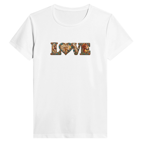 Love – Westernpferde in Türkis – Performance-Shirt Damen