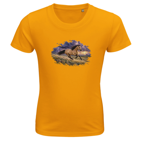 Buckskin im Prärie-Gewitter – Kinder-T-Shirt Bio