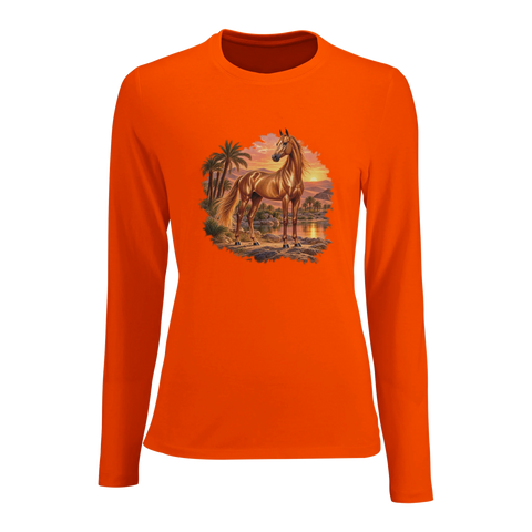 Akhal-Teke an der Wüstenoase – Damen-Langarmshirt