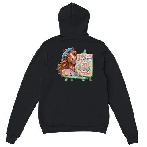 70 und noch lange nicht fertig – Hoodie mit Rückendruck