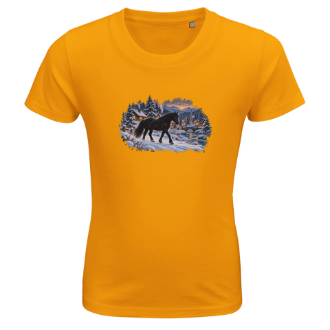 Rappe im verschneiten Bergdorf – Kinder-T-Shirt Bio