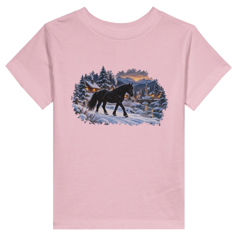 Rappe im verschneiten Bergdorf – Kleinkind-T-Shirt