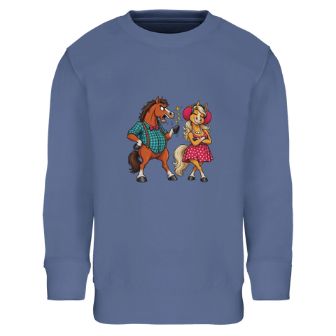 Streitendes Pferdepaar im Retro-Look – Kinder-Pullover