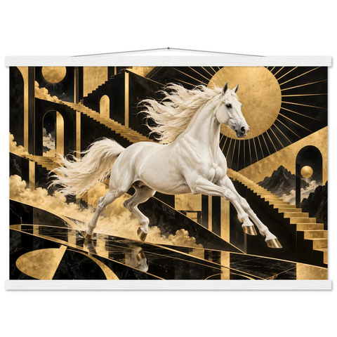 Schimmel im Art-déco-Gold – Poster mit Leisten 50×70 cm