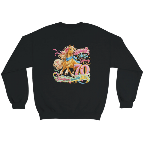 Siebzig? Herz im Galopp! – Pullover mit Rückendruck