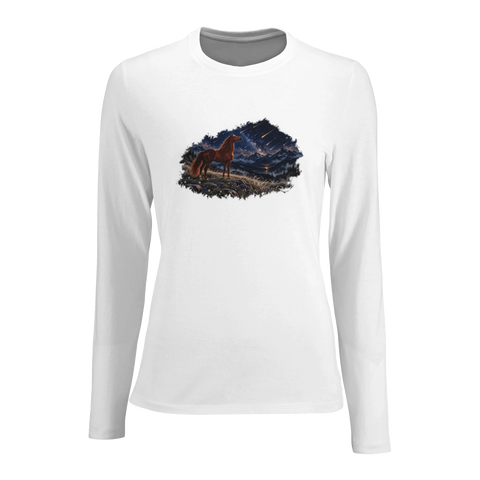 Fuchs unter Sternschnuppen – Damen-Langarmshirt