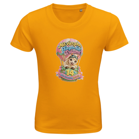 Mit vierzehn fliegen die Träume! (14 Jahre) – Kinder-T-Shirt Bio