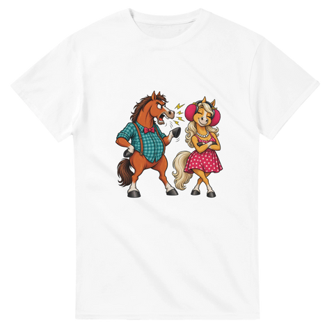 Streitendes Pferdepaar im Retro-Look – T-Shirt