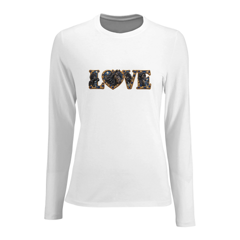 Love – Friese in Saphirblau – Damen-Langarmshirt