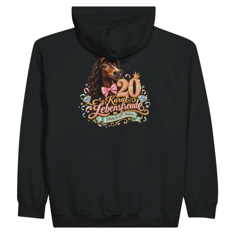 20 Karat Lebensfreude – Zip-Hoodie mit Rückendruck