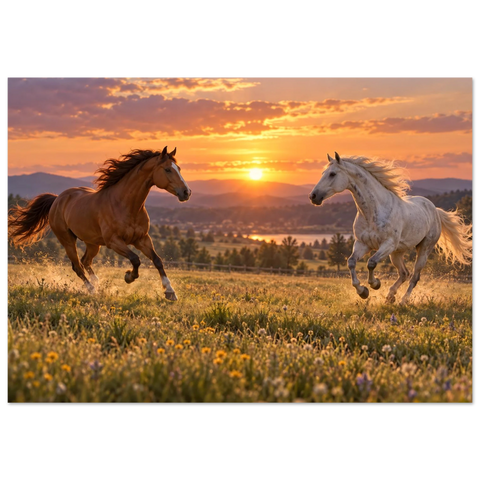 Fuchs und Schimmel im Abendlicht – Kunstdruck 70×100 cm