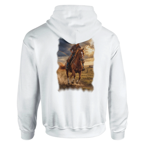 Auf der Ranch nach dem Gewitter – Hoodie mit Rückendruck