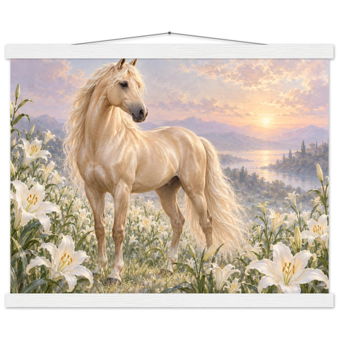 Cremello im Lilienfeld – Poster mit Leisten 40×50 cm