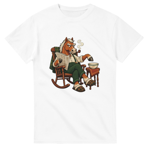 Grummeliges Pferd im Schaukelstuhl – T-Shirt