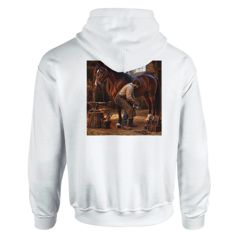 Hufschmied am Amboss – Hoodie mit Rückendruck