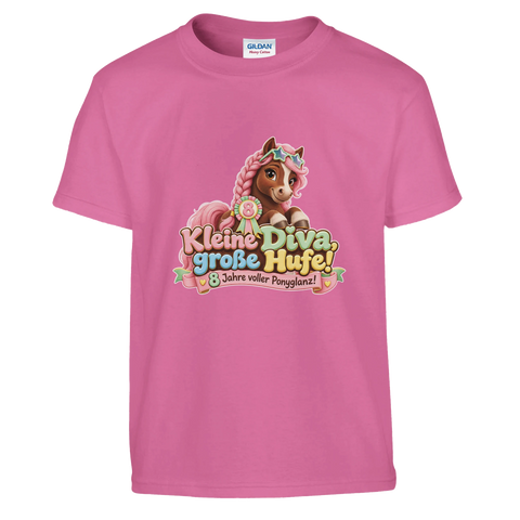 Kleine Diva, große Hufe! (8 Jahre) – Kinder-T-Shirt