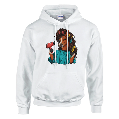 Friseur-Pferd mit Föhn – Hoodie