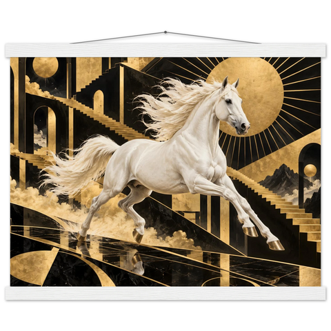 Schimmel im Art-déco-Gold – Poster mit Leisten 40×50 cm